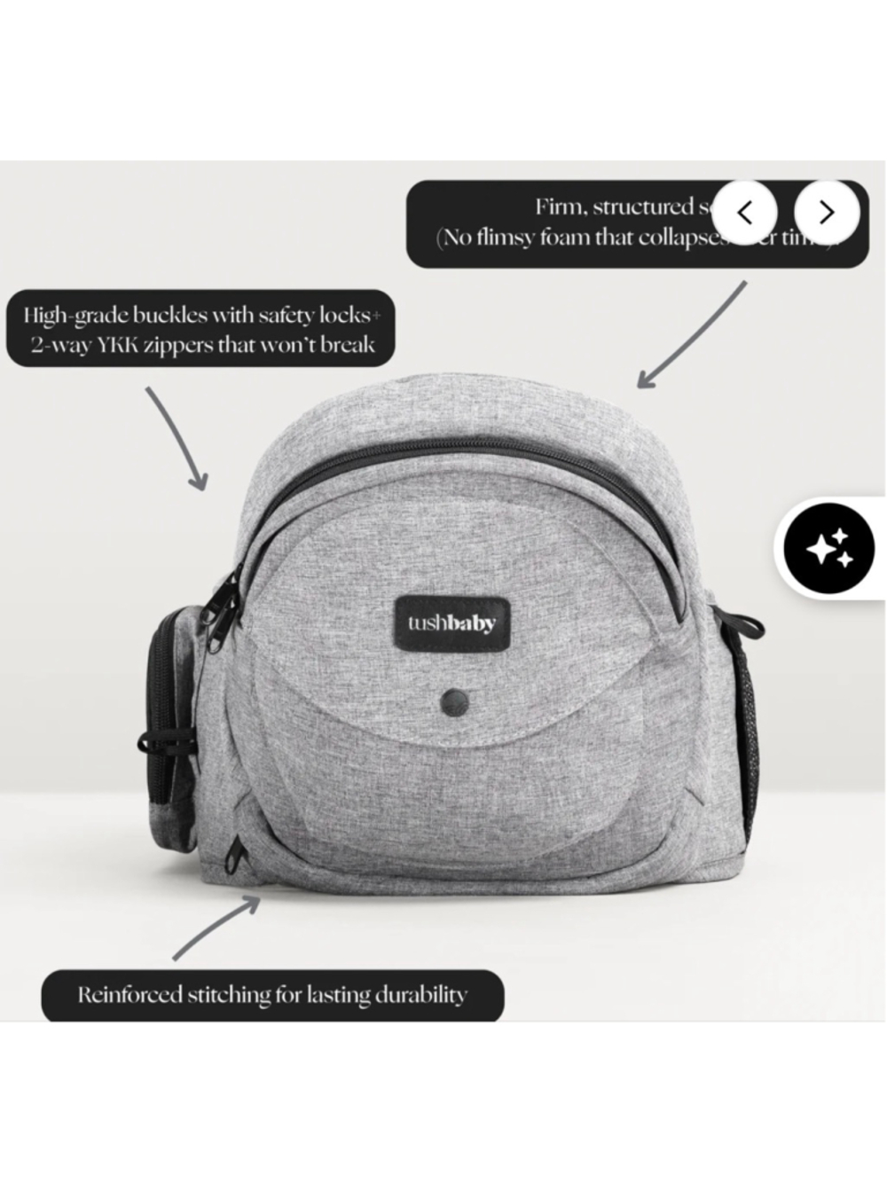 Women's Tushbaby Grey Baby Hip Carrier Bag One Size - Picture 2 of 13